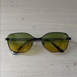 Black Yellow Green Tint Sunglasses